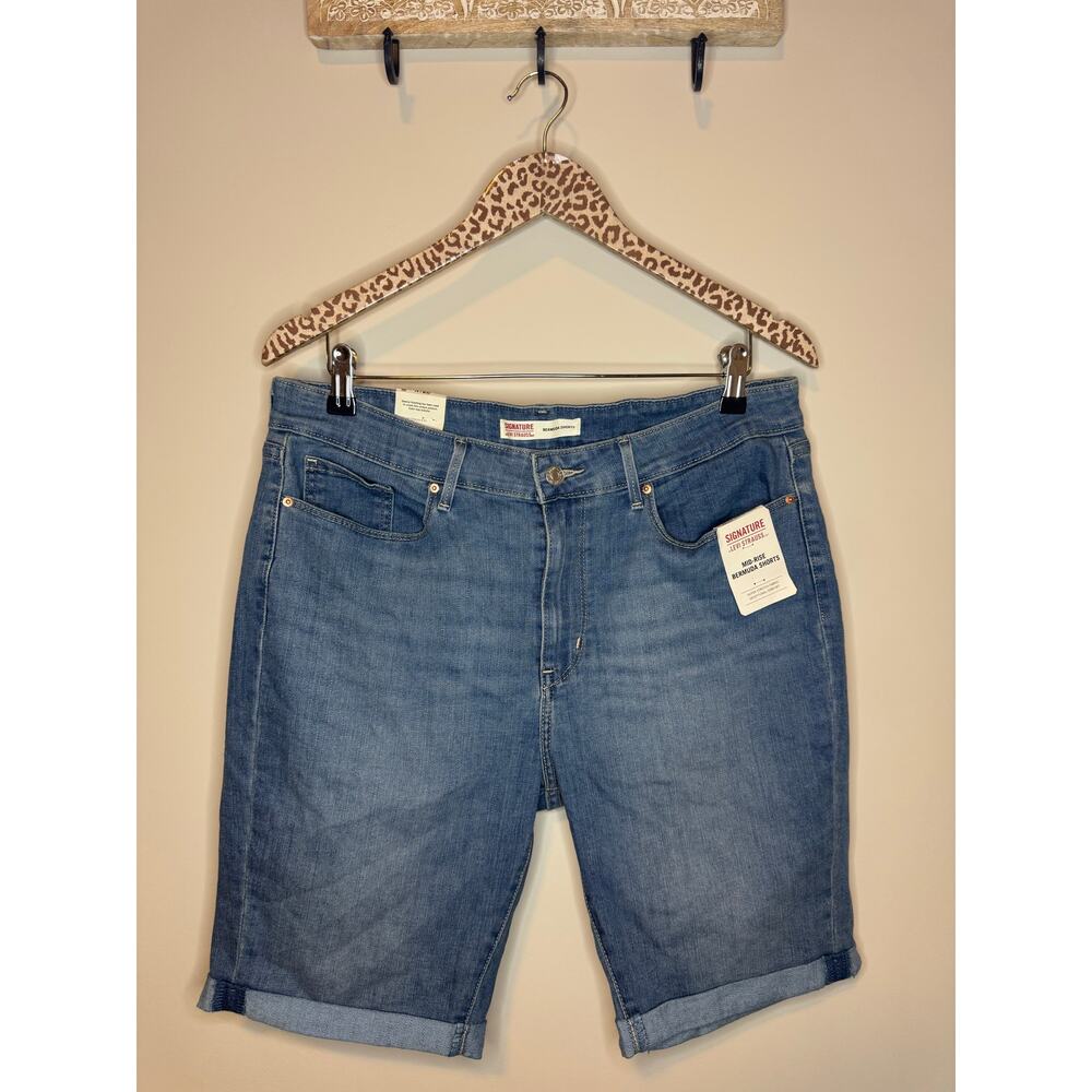 Signature by Levi Strauss Mid-Rise Bermuda Denim Shorts sz 14